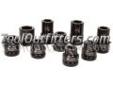 "
Ingersoll Rand SK8H9T IRTSK8H9T 9 Piece 1"" Drive SAE Truck Service Impact Socket Set
Features and Benefits
Impact Grade Toughness designed for high torque applications
Forged Chrome-molybdenum steel for high strength durability
Laser-etched size