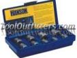 "
Hanson 54009 HAN54009 9 Piece Fractional Bolt Extractor Set
Features and Benefits:
When you are faced with a rounded-off, rusted-tight or painted-over bolt, bolt extractors will break free
Reverse spiral flutes are designed to bite down to provide