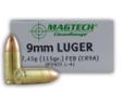 Newly manufactured by Magtech Ammunition, this product is excellent for indoor range training. This 9mm ammo is part of Magtech's Clean Range ammunition lineup offering a fully encapsulated bullet which is designed to reduce a shooter's risk to lead