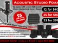 25 for $80
33 for $99
Dimensions -
1ft X 1ft X 2inches thick each
25 = 25 sq ft
33 = 33 sq ft ? ? ?
SERIOUS MUSICIANS ONLY!!! PLEASE !!! ? ? ?
*Sound absorbing foam designed to reduce echo within your studio. ?It will enhance the sound quality and