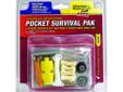 Pocket Survival Pak?A pocket survival kit that really could save your life! The Pocket Survival Pak? contains a collection of survival tools for when you find yourself abandoned, stranded, or lost in the outdoors. Keep it in your pocket, or on your