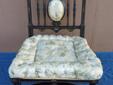 See MORE Large Photos: http://www.bagtheweb.com/b/9iuHtw
This chair probably dates from the 1880's. It has the original button tufted upholstered seat with horsehair padding. All paint is original.
Keep in mind that a slipper chair is much smaller than a