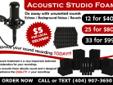 ? Acoustic Studio Foam ? GET IT DONE Today. Get it done fast!!! ?Give us a call or text @ (404) 907-3650................ ? Acoustic Foam packages--- ? 12 for $40 - ? 25 for $80- ? 33 for $99- ? THE DIMENSIONS FOR EACH ARE -1ft X 1 ft X 2 iches thick