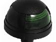 Pulsarâ¢ 1-Mile Deck Mount, Green Sidelight - 12V - Black HousingPart #: 5040G7Twist/bayonet lock design secures lens and cover to base. Includes a 9-Watt (#906) wedge base lamp and 7" wire leads for connection to 12 VDC power supply. Installs directly to