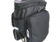 Banjo Brothers Rack Top Bicycle Rack Top Pannier Bag
900 to 1300 cubic inches with drop-down panniers (Main compartment 14.5? L x 5.5? W x 7? H). The kitchen sink would probably be too heavy, but with the expanding design, you could use it for a trip