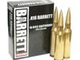 Barrett 416 Barrett Ammunition, Turned Brass 395 grain VLD Bullet - 10 Rounds. The .416 Barrett is in a class by itself. The solid 395-grain machine turned solid brass boattail bullet leaves the muzzle at 3,250 fps. Each box includes 10 rounds.