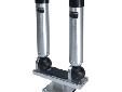 The Silver Dual Multi-Set Rod Holders On Pedestal BaseFeature:Two Multi-Set rod holders on 2" tall pedestal baseConstructed of thick wall aluminum and machined solid aluminum baseAdjusts to 9 positive locking positions with just one handBright, protective