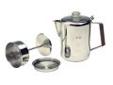 "
Tex Sport 13215 Percolator, Stainless Steel 9 Cup
Texsport Stainless Steel Percolafor, 9 Cups
Features:
- Heavy-gouge seamless consiruc?on
- Precision ??ed ports
- Display box "Price: $22
Source: