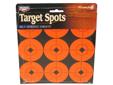 Target spots create instant bull's-eyes for all types of target practice. The high contrast, radiant orange color lets you see a sharper sight picture and bullet holes more clearly for better scores and smaller groups.Contains: (90) 2" Target Spots