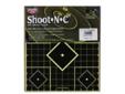 Five targets on one sheet, each 'exploding' in color upon impact. Use center target for sighting-in, and four smaller targets for testing results of various ballistic loads or for confirmation of sight-in groups. Convenient one-inch numbered grid lines