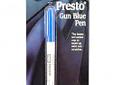 The fastest and easiest way to touch-up nicks and scratches is with an easy-to-use Presto Gun Blue Pen! Penetrates hard steel instantly and gives a durable blue-black finish that won't rub off. Use like a marking pen for one coat coverage on non-stainless