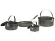 "
Stansport 365-20 Black Granite Family Cook Set
The Black Granites rugged steel construction will last for many years. The Black Granite Family Cook Set includes a 6 quart kettle, a 2 1/2 quart kettle with lid, a 1 1/2 quart pot with lid, and a 10""