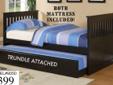 F9050 Twin Bed w/ Trundle (12 Slats for twin bed, 12 slats for trundle) 82" x 42" x 36"H Youth Solid Wood black Finish If Interested Please Contact Us At 909.702.8300