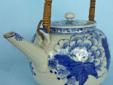 This old blue and white tea pot is in great shape and measures 5 1/2" tall and 5 1/2" in diameter at the widest point. $15
117111
Available at the Castle Rock Mercantile Antique Mall: http://www.bagtheweb.com/b/E7Kxc0. Open 10am to 5pm on Saturdays and