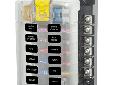 5029ST Blade Fuse Block w/ Cover - 12 Circuit w/out Negative BusClear insulating cover with label recesses accept Small Format Labels Cover Satisfies ABYC/USCG requirements for insulation Tin-plated copper buses and fuse clips give 30 Amperes rating per