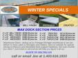 Now is the time to buy that new lightweight aluminum dock. We sell the best aluminum dock made by Max Dock Systems
in Jackson, Michigan. You can pick-up 6 days a week at our centrally located warehouse in Portage, Mi (Kalamazoo) or we
can deliver directly