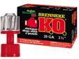 Why should 12-gauge shooters get all the breaks? Now, the performance and attractive pricing that have made Brenneke's K.O. slugs so popular come in 20 gauge, too. The same exceptional knockdown power that distinguishes every Brenneke slug is built into