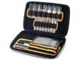 Browning 32 Piece Cleaing Kit- Custom fit EVA soft sided case - Removable bandoliers and accessory pouches - Machined aluminum handle - Includes: brass rods, bronze brushes, mops, slot tips, jags and adaptors - Cleaning pick and double ended utility brush