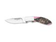 For Her, Fixed, Bone, Model 892- Type: Fixed- Blade: Swedish SandvikÂ® 12C27 stainless steel - Handle: Aluminum, with Duratouch coating (Mossy Oak Break-Up Pink)- Stainless steel bolsters- Rugged nylon sheath and pocket clip- Main Blade Length: 2 7/8"