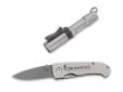 Microblast Knife/Light Combo Gray- Use as flashlight or cap light- 5mm LED is brighter than many 2AA flashlights- Digital circuitry delivers maximum power using only one battery- All aluminum construction with unbreakable lens- O-ring sealed for