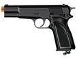 Browning HiPower MarkIII CO2 Black Specifications: - CO2 powered original Browning replica double action - Fixed front and rear sights - Eighteen round drop free magazine houses CO2 and BBs - 4.75 Inch barrel - 380 Feet per second - Black - Caliber: 6mm -