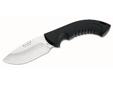 Compact, heavy-duty, ergonomic design. This hunting knife has contoured handles, grip ridges for easy handling and a lanyard hole for easy attachment.Made in the USASpecifications:- Blade Length: 3 1/4" (8.3 cm)- Blade Material: Satin Finish 420HC
