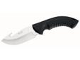 Full-size, heavy-duty, ergonomic design. This larger hunting knife has contoured handles, grip ridges for easy handling and a lanyard hole for easy attachment.Made in the USA.Specifications:- Blade Length: 4" (10.2 cm)- Blade Material: Satin Finish 420HC