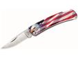 Classic, American Icon. With a classic lockback design and American Eagle and flag overlay, this knife will be a classic for any collection.Made in the USASpecifications:- Blade Length: 1 7/8"(4.8 cm)- Blade Material: Satin Finish 420HC Stainless Steel-
