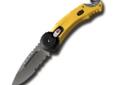 The Rescue Redpoint has the features necessary to help save lives. Features:- It comes equipped with a Titanium coating.- Partially serrated blade.- Buck's SUR-Lock SafeSpin opening technology for safe and easy deployment. - Rubberized handle for a sure