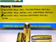 Buffalo Bore Heavy Ammo, 10mm, 220Gr Hard Cast Flat Nose - 20 Rounds. The Buffalo Bore Heavy 10 mm 220 Grain Hard Cast Lead Flat Nose is the absolute heaviest bullet that can be fired through 10mm pistols. With itÃ¢â¬â¢s flat nose it will penetrate staright
