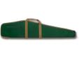 Bulldog Deluxe Single Scoped Rifle Case 48" - Green/Tan. The Bulldog Deluxe Scoped Rifle case features include 1 3/4" total soft padding, full length zipper with pull, zippered accessory pocket, deluxe Leather end cap for extra barrel protection, durable