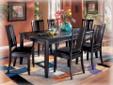 Contact the seller
Signature Design By Ashley Carlyle D371-01, The sleek design of the contemporary styled " Contemporary Almost Black" dining room collection brings a rich sophistication into any home. A rich, dark finish accented with satin nickel color