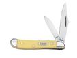Yellow Handle knives will help you get the job done right - and they're hard to lose in the woods, thanks to their bright color. W.R. Case Yellow Handle Knives- Peanut #0030- 3220 CV 3220 SS- Clip and Pen Blades- Clip blade length: 2 1/8"- Pen blade