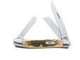 The rich amber hue of the unique handle style on these Case knives allows the natural beauty of jigged bone to take center stage. W.R. Case Amber Bone Knives- Medium Stockman #0039- 6318 CV- Clip, Spey and Sheepfoot Blades- Clip blade length: 2 1/2"- Spey