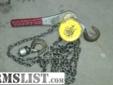3/4 ton Tugit lever chain hoist $100 obo sale or trade
Source: http://www.armslist.com/posts/623957/montgomery-alabama-ammo-for-sale-trade--chain-hoist