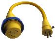 Charles 30 Amp to 15 Amp 125 Volt Straight Adapter - YellowMarine Shore Power ProductsDependable, secure connections between your onboard electrical system and the shore outlet are critical. Charles utilizes more than 35 years of in-house molding and