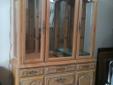 55" wide. 84" height. 17" deep
2 glass doors
4 drawers
2 lower doors
Solid china cabinet curio with light
7l4-9l5-22lO
$900