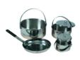 Premium quality stainless steel cookset made from very sturdy 18/8 polished stainless steel perfect for any camping trip.Perfect for basecamp or large group.Features:- Lightweight and extremely durable- Cookset nest into a compact package- Dishwasher