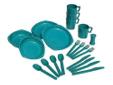 Camper 4 Person Tableware SetIdeal for any group camping trip. Made of durable plastic. Comes in plastic carry case.Includes 4 table settings:- 4 knives, forks and spoons- 4 stackable 8 fl.oz mugs- 4 bowls (6")- 4 plates (7")- Salt and pepper shaker
