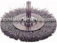 "
Firepower 1423-2103 FPW1423-2103 Circular Wire Wheel Brush. 3"" Diameter, FIne
Features and Benefits:
1/4" shank, .014" wire size, 4500 Max RPM
Designed for use in restricted or hard-to-reach areas
Excellent for deburring, blending and cleaning of
