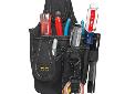 CLC 1501 4 POCKET TOOL AND CELL PHONE HOLDERThis deluxe maintenance tool holder has a built-in cell phone holder, an electrical tape strap, 4 pockets, a flashlight loop, and can attach to your belt or has a rear flap that will slide conveniently into a
