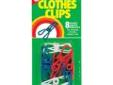 "
Coghlans 8041 Clothes Clips 8 pk
Clothes Clips 8 pk
Features:
- Colorful plastic coated wire clips
- Strong, will not break or bend. Unique design allows clips to be permanently attached to clothesline
- Contains 8 clips"Price: $1.38
Source: