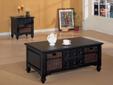 Coffee Tablel Storage and style, black finish with pull out baskets.
Product ID#700478
Description:
Storage and style, black finish with pull out baskets.
Size:
Coffee Table: 50"l x 28"w x 21"h -$329
*End Table: 25"l x 20"w x 27"h-$198
PLEASE VISIT US AT