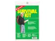 Includes a Survival Guide, a concise booklet containing many helpful suggestions for surviving in the wilderness.Contains:- Emergency Blanket- Matches- Signal Whistle- 2 Firesticks- 12 Hour Lightstick- Pencil and Note Pad- Salt Packet- 4 Antiseptic Pads-