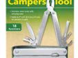 Campers ToolFeatures:- Includes combination regular and needle nose pliers- vise grip teeth, wire cutter - 3 sizes screwdriver blades - Philips screwdriver- Can opener- Punch/awl- Bottle opener- File and two knife blades with carrying case- Stainless