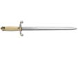 Officer's Five Ball DirkSpadroon has been hardened to a spring temper, and fully sharpened, it's capable delivering a fearsome cut as well as a lethal thrust. It's handsome too, with a multi ridged faux ivory grip and a gorgeous brass hilt replete with