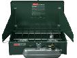 Dual Fuel 2-Burner Stove 2-burner liquid fuel stove with Dual Fuel technology Stove burns Coleman liquid fuel or unleaded gasoline (Fuel sold separately) 14,000 BTU in two powerful, high performance Band-a-Blu burners Primary burner is 7,500 BTU,