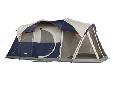 6 person tent/2 rooms 17' x 9' footprint Cabin structure; heavier, stronger, better for extended stay camping 76" center height 2 Doors - Front door is hinged (Patent Pending) Strong steel and fiberglass frame Control airflow with Variflo adjustable