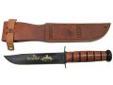 "
Ka-Bar 2-9165-4 Commemorative Knife USMC 9/11, Leather Sheath
Using a process much like screen-printing on a T-shirt, KA-BAR applies gold-colored pant to their standard KA-BAR knives to create intricately detailed works of art meant to honor and