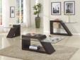 Contemporary Coffee Table in Espresso Finish
Product ID #3422-30
Seeming to defy gravity, the glass of the Jensen Collection reaches elegantly from the espresso finished framing of these modern occasional tables. The substantially designed trapezoid